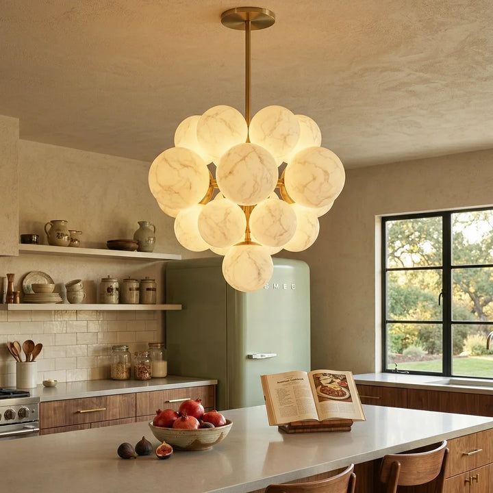 Grape Cluster Alabaster Spherical Chandelier
