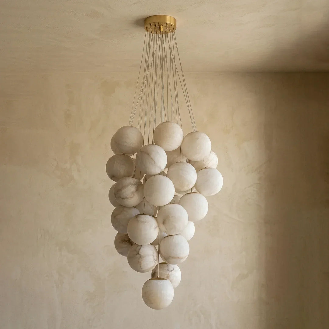 Grape-Shaped Alabaster Cluster Chandelier