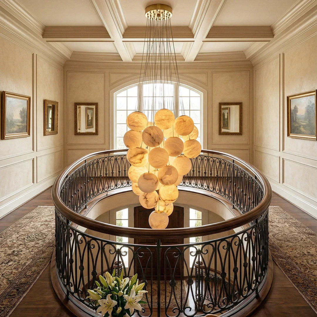 Grape-Shaped Alabaster Cluster Chandelier