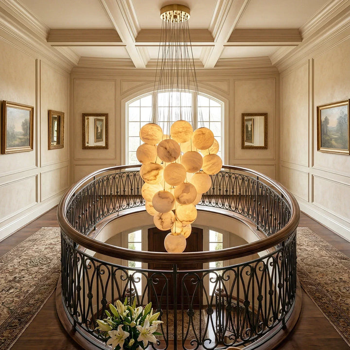 Grape-Shaped Alabaster Cluster Chandelier