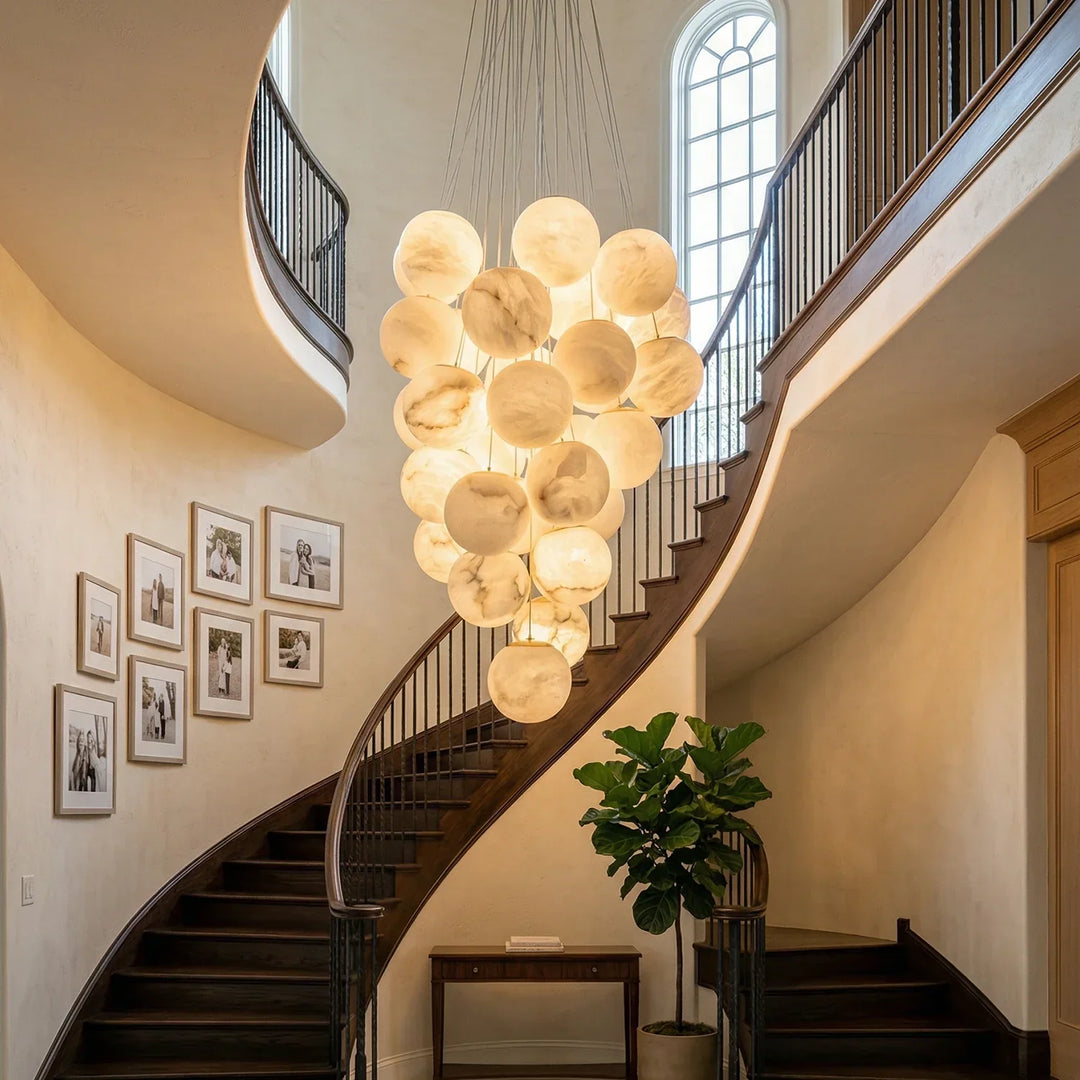 Grape-Shaped Alabaster Cluster Chandelier