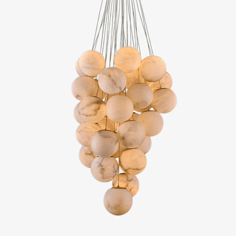 Grape-Shaped Alabaster Cluster Chandelier