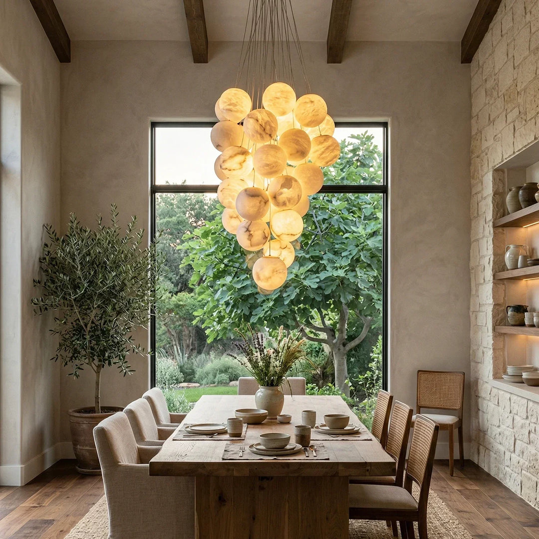 Grape-Shaped Alabaster Cluster Chandelier