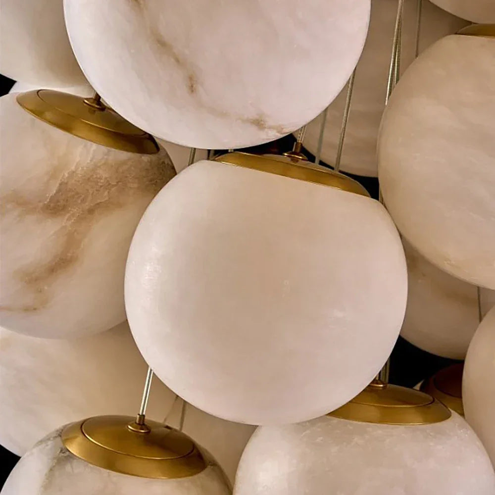 Grape-Shaped Alabaster Cluster Chandelier