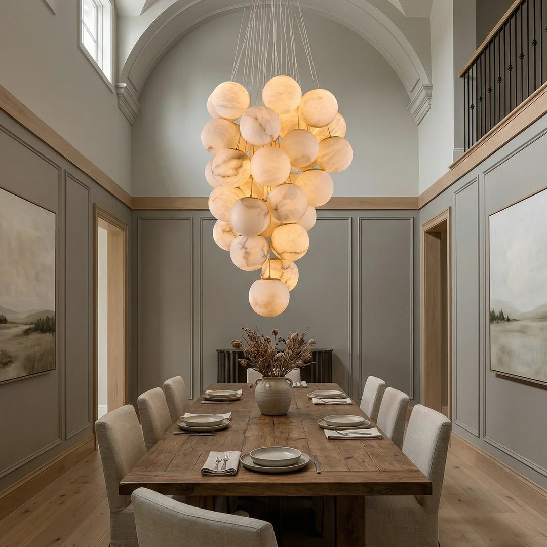 Grape-Shaped Alabaster Cluster Chandelier