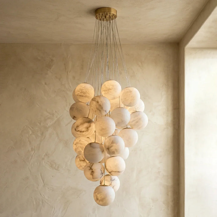 Grape-Shaped Alabaster Cluster Chandelier
