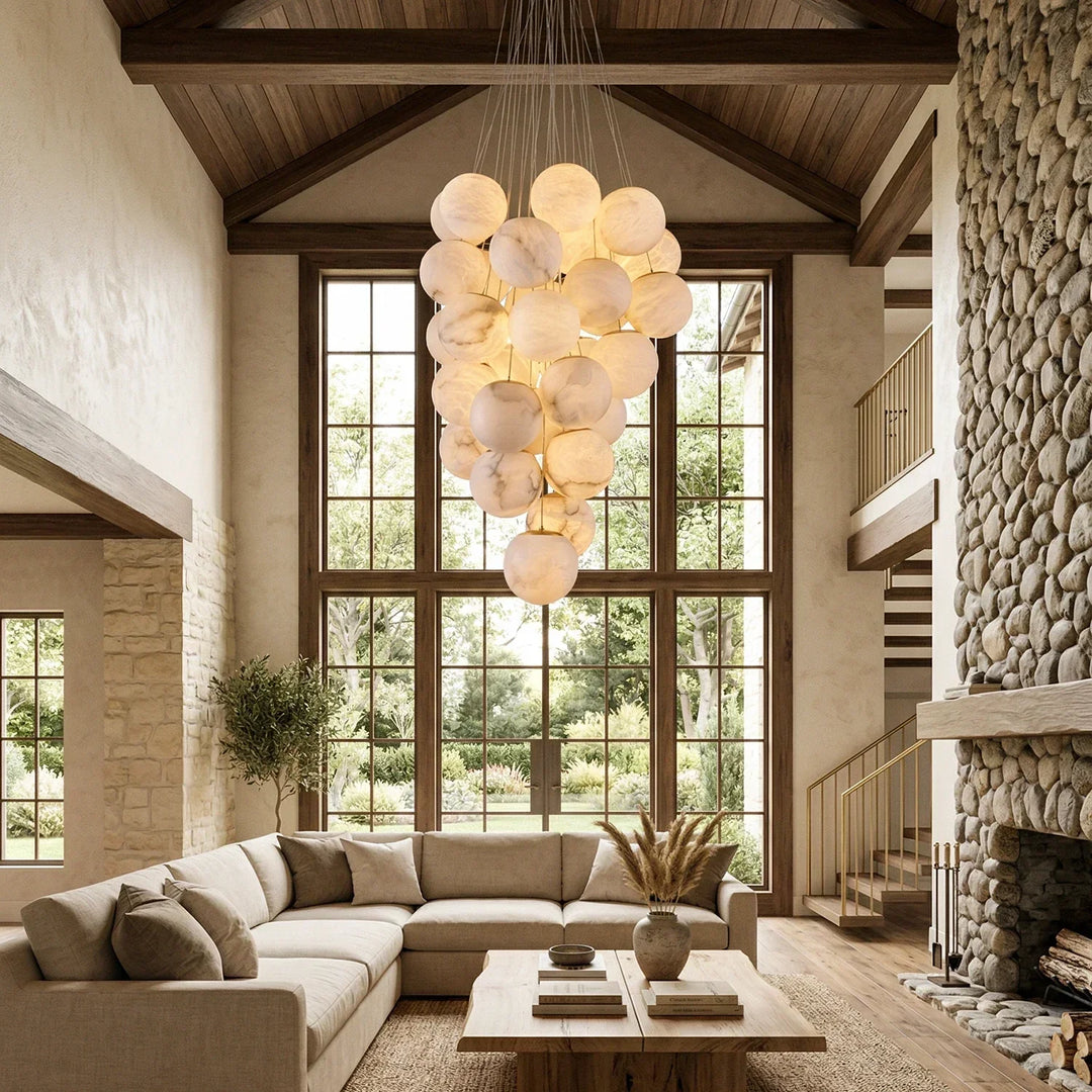 Grape-Shaped Alabaster Cluster Chandelier