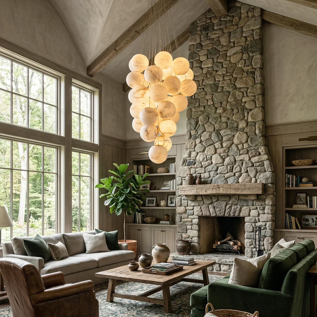 Grape-Shaped Alabaster Cluster Chandelier
