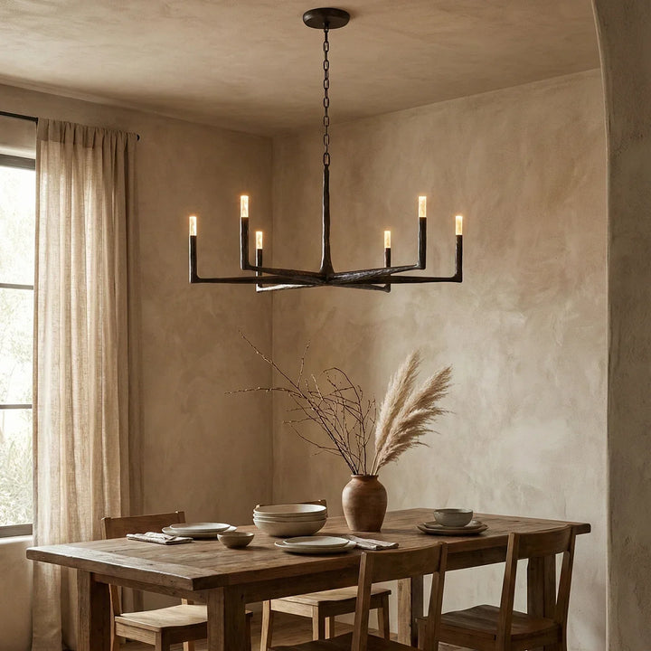 Hammered Cylindrical Lamp Arm Chandelier