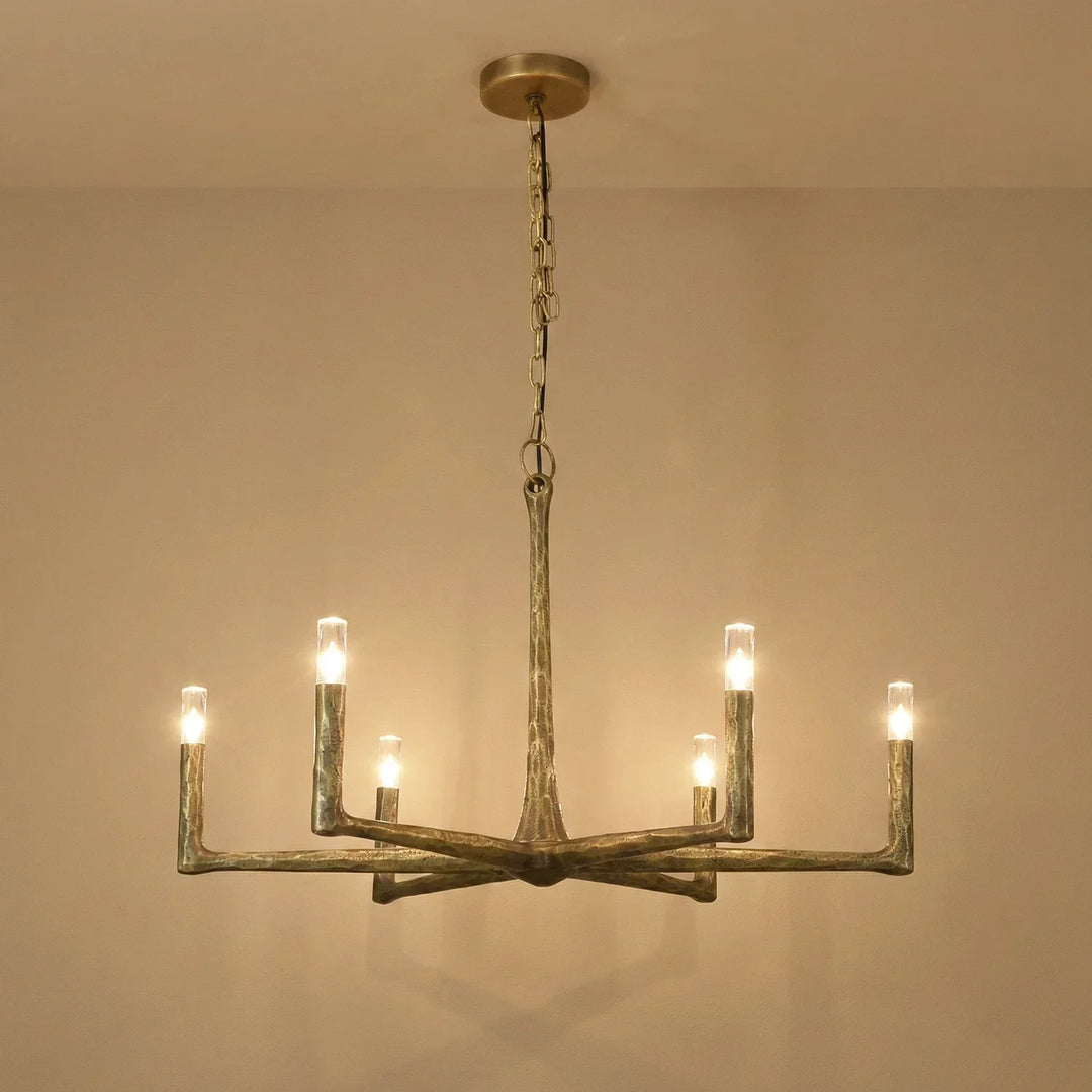 Hammered Cylindrical Lamp Arm Chandelier