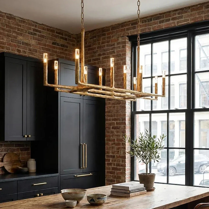 Hammered Cylindrical Lamp Arm Chandelier