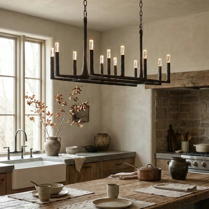 Hammered Cylindrical Lamp Arm Chandelier