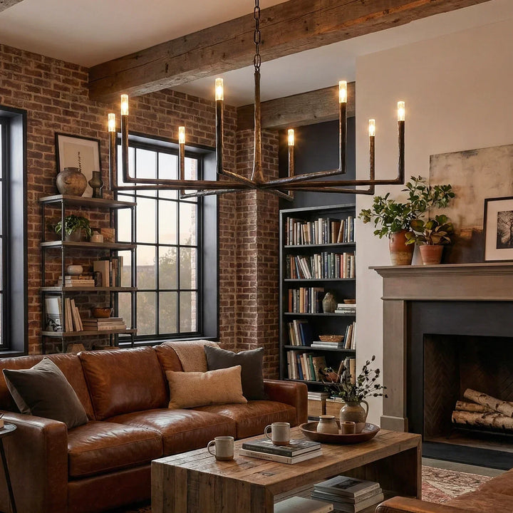 Hammered Cylindrical Lamp Arm Chandelier