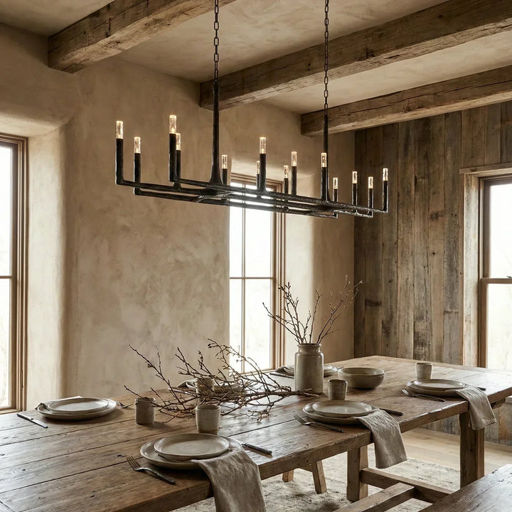 Hammered Cylindrical Lamp Arm Chandelier