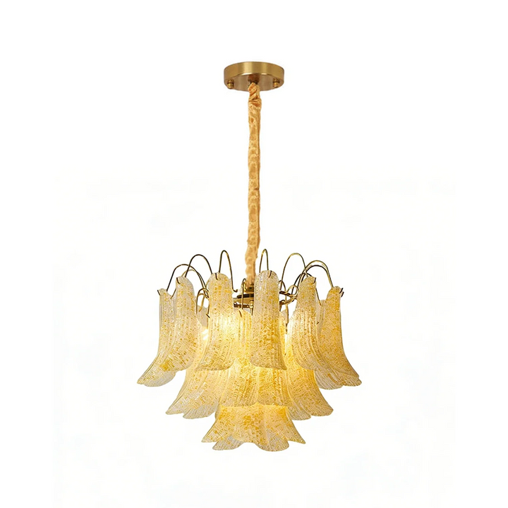 Hand-blown Wave Point Murano Glass Chandelier