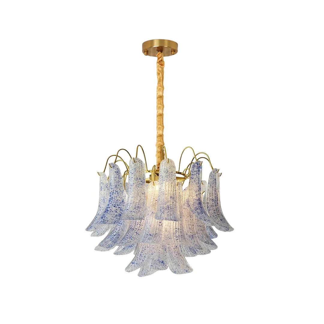 Hand-blown Wave Point Murano Glass Chandelier