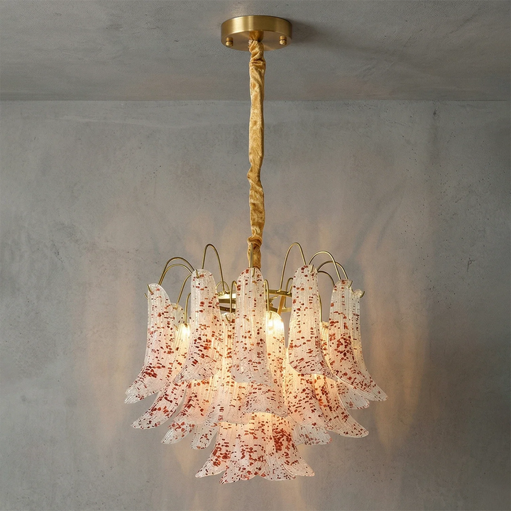 Hand-blown Wave Point Murano Glass Chandelier