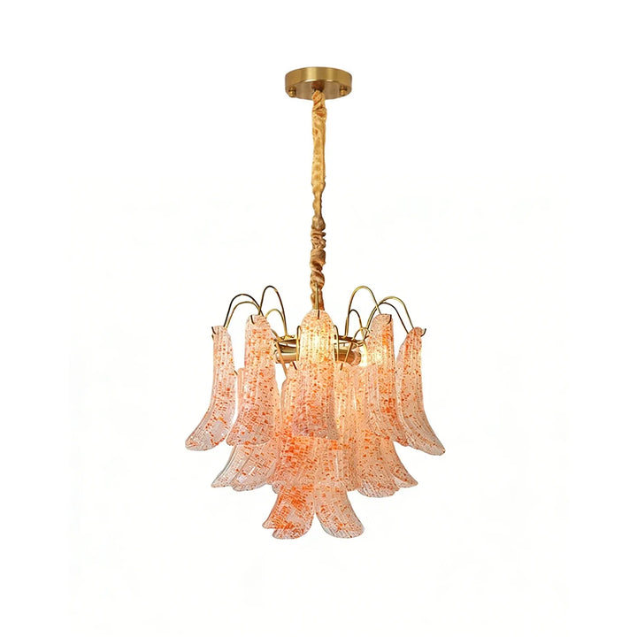 Hand-blown Wave Point Murano Glass Chandelier