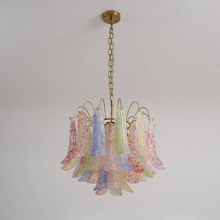 Hand-blown Wave Point Murano Glass Chandelier