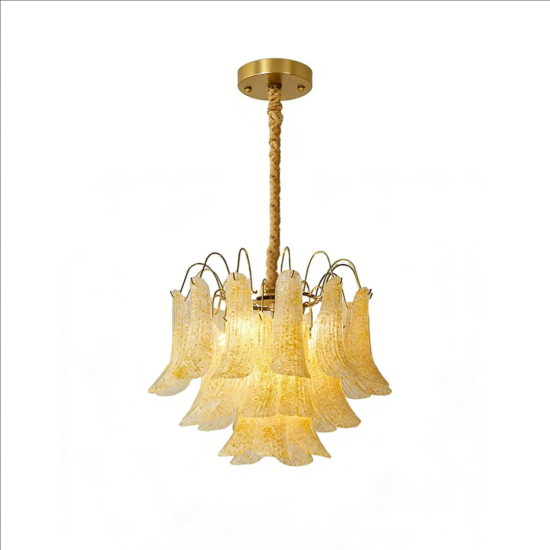 Hand-blown Wave Point Murano Glass Chandelier