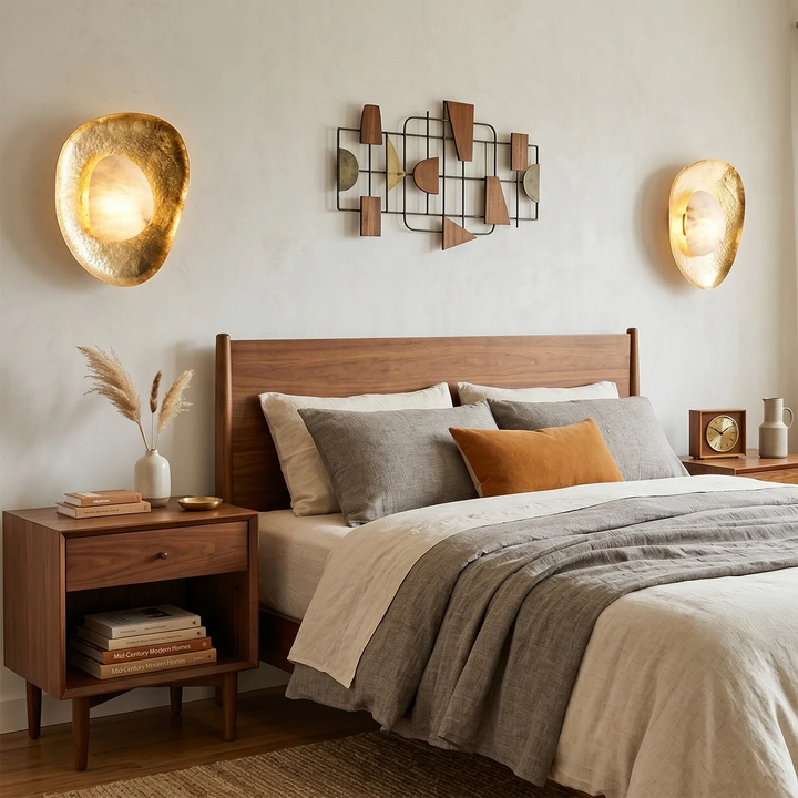 Hand-Crafted Hammered Metal Lotus Leaf Wall Sconce - view 8 | Woorglamp