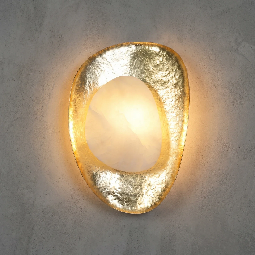 Hand-Crafted Hammered Metal Lotus Leaf Wall Sconce - view 18 | Woorglamp