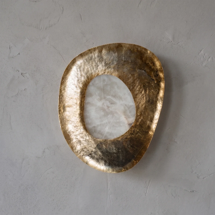 Hand-Crafted Hammered Metal Lotus Leaf Wall Sconce - view 3 | Woorglamp