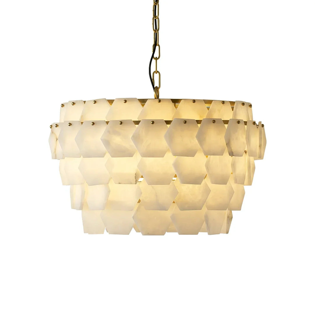 Hexagonal Layered Alabaster Chandelier