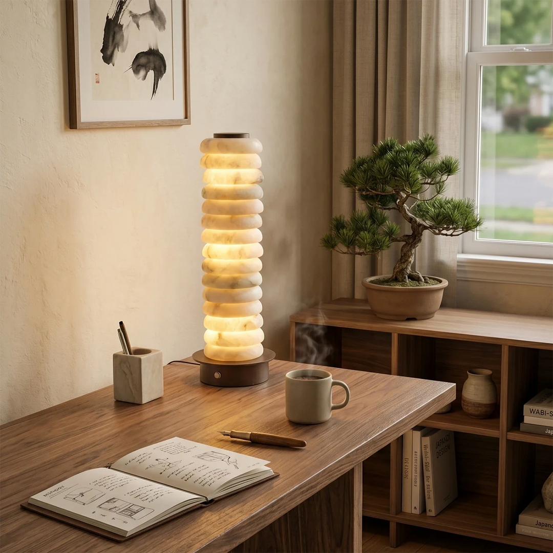 Multi-Tiered Alabaster Table Lamp - view 8 | Woorglamp