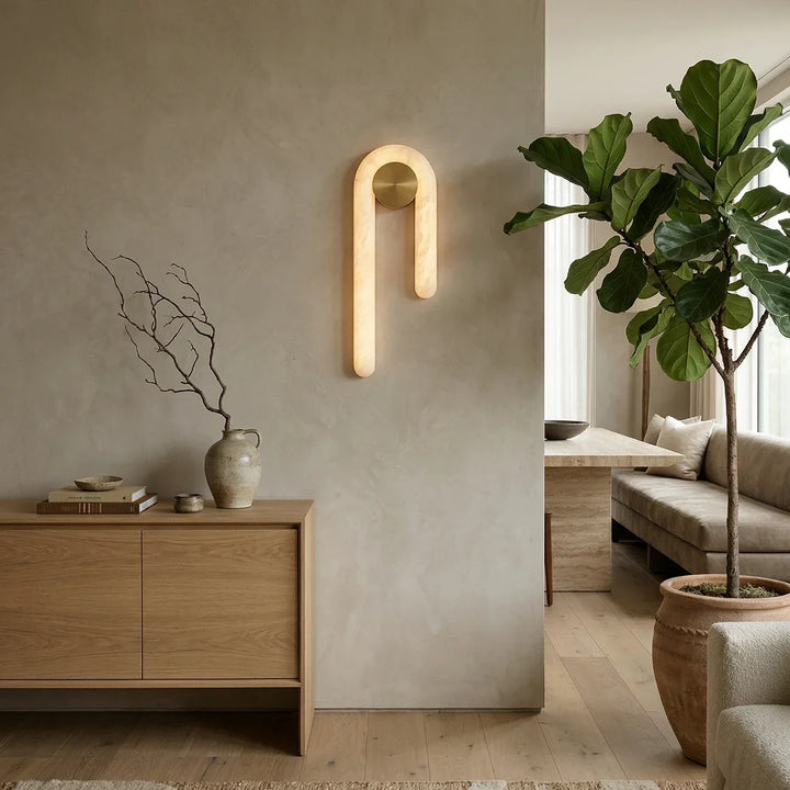 J-Shape Arlo Loop Alabaster Wall Sconce
