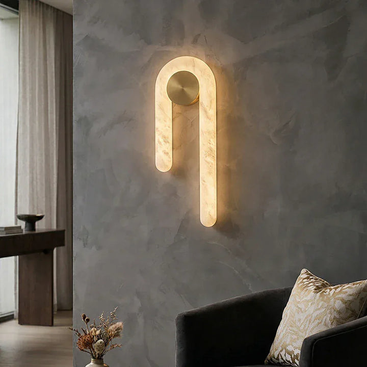 J-Shape Arlo Loop Alabaster Wall Sconce