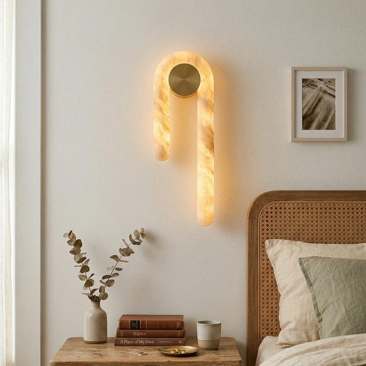 J-Shape Arlo Loop Alabaster Wall Sconce