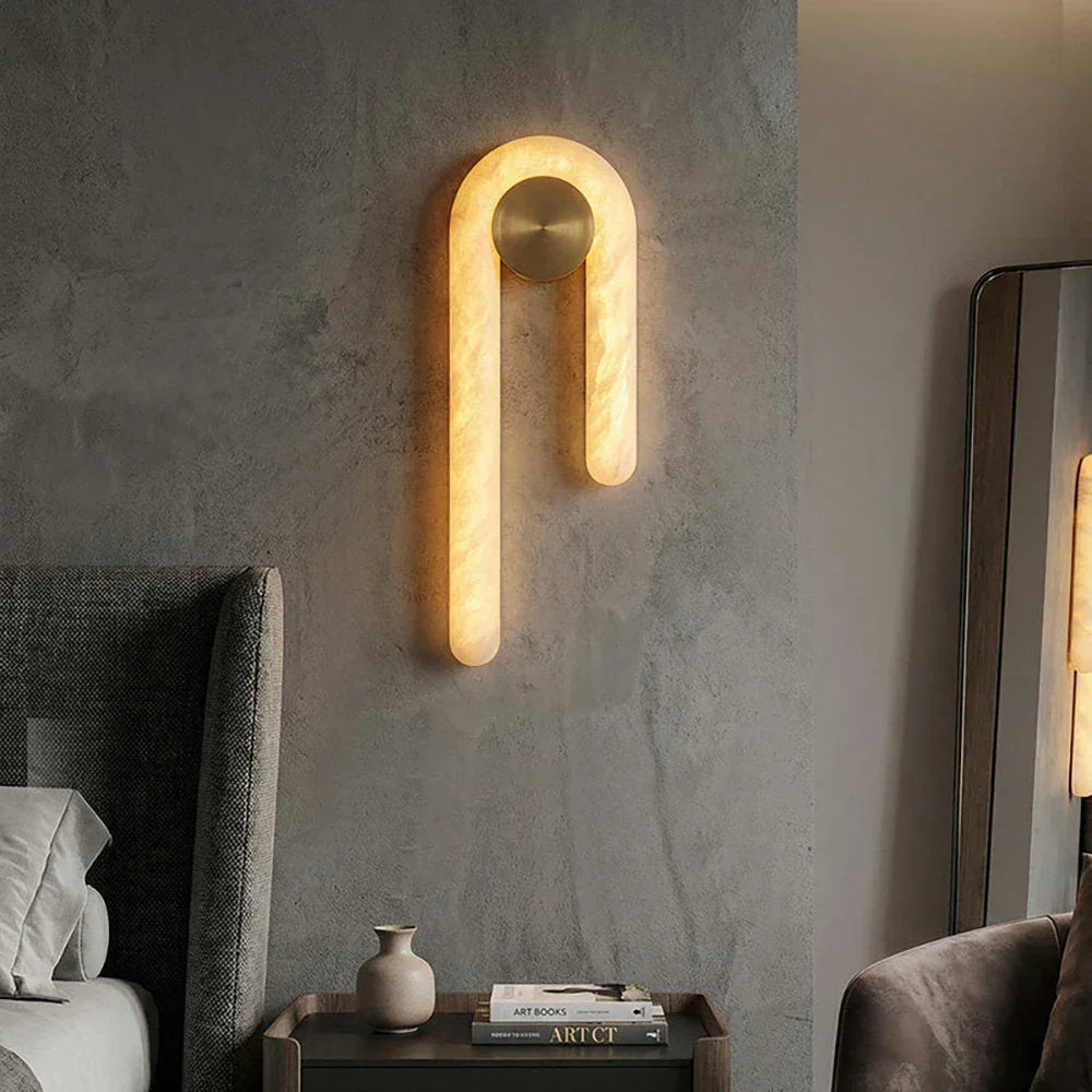 J-Shape Arlo Loop Alabaster Wall Sconce