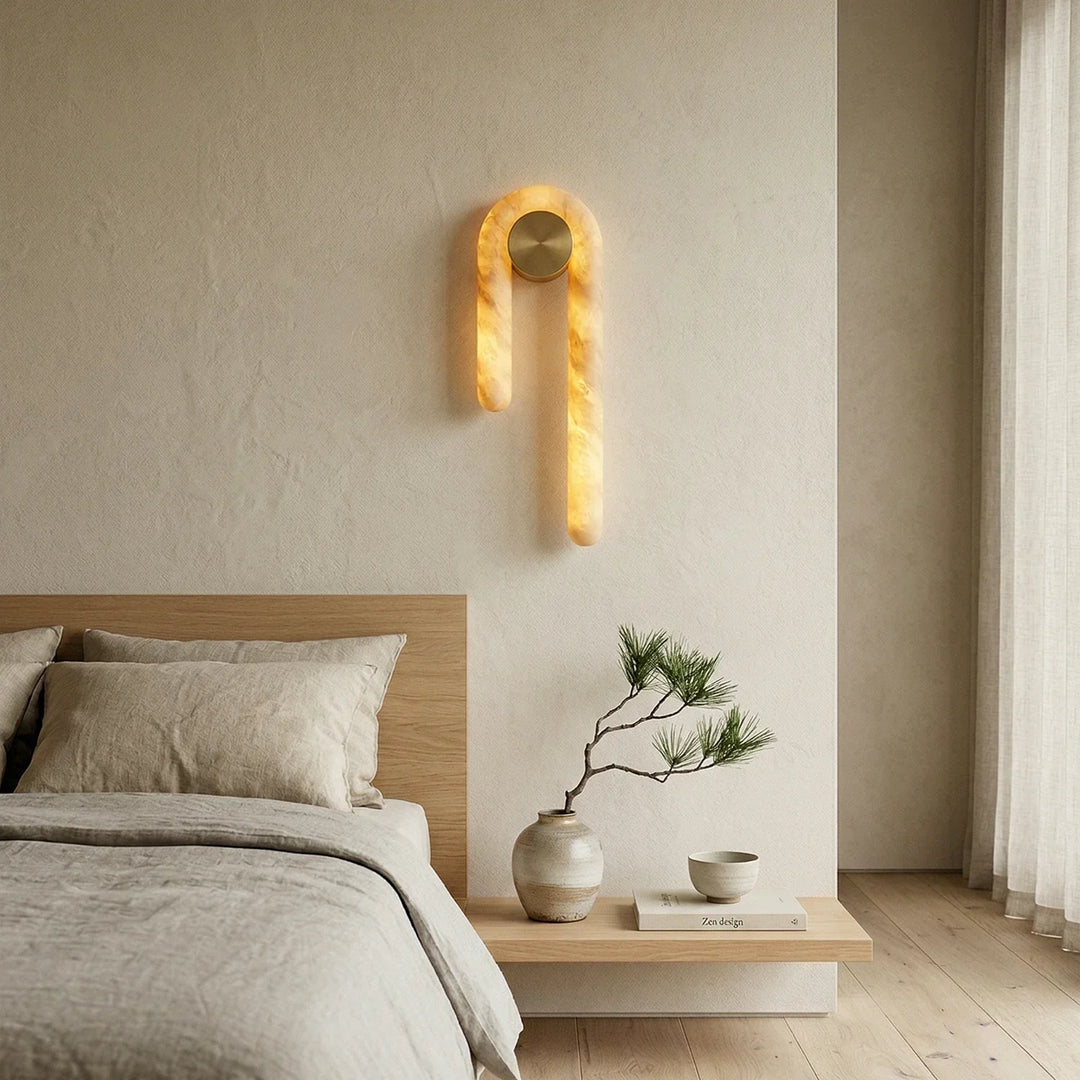 J-Shape Arlo Loop Alabaster Wall Sconce