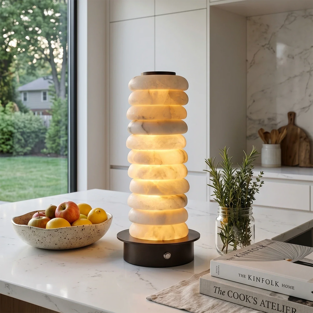 Multi-Tiered Alabaster Table Lamp - view 4 | Woorglamp