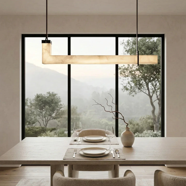 L-Shaped Linear Alabaster Pendant Lamp