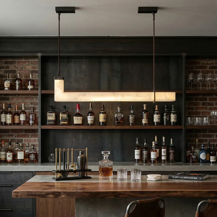 L-Shaped Linear Alabaster Pendant Lamp