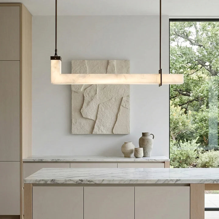 L-Shaped Linear Alabaster Pendant Lamp