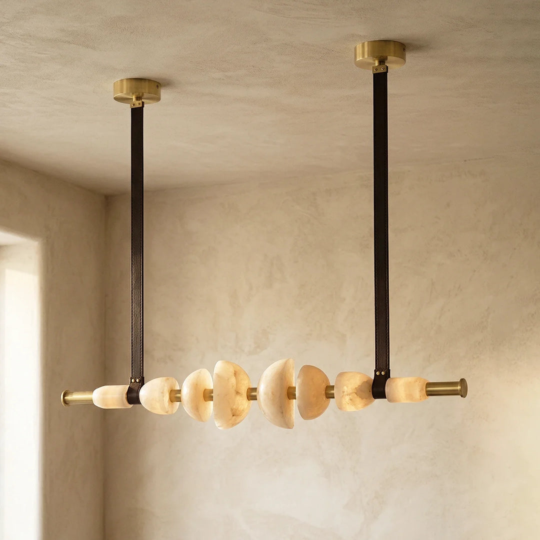 Leather Strap Alabaster Beaded Chandelier