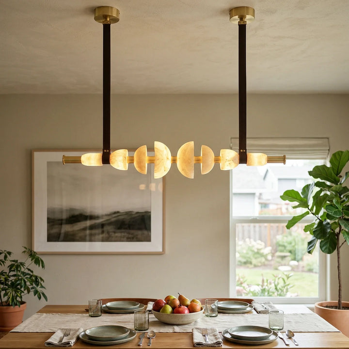 Leather Strap Alabaster Beaded Chandelier