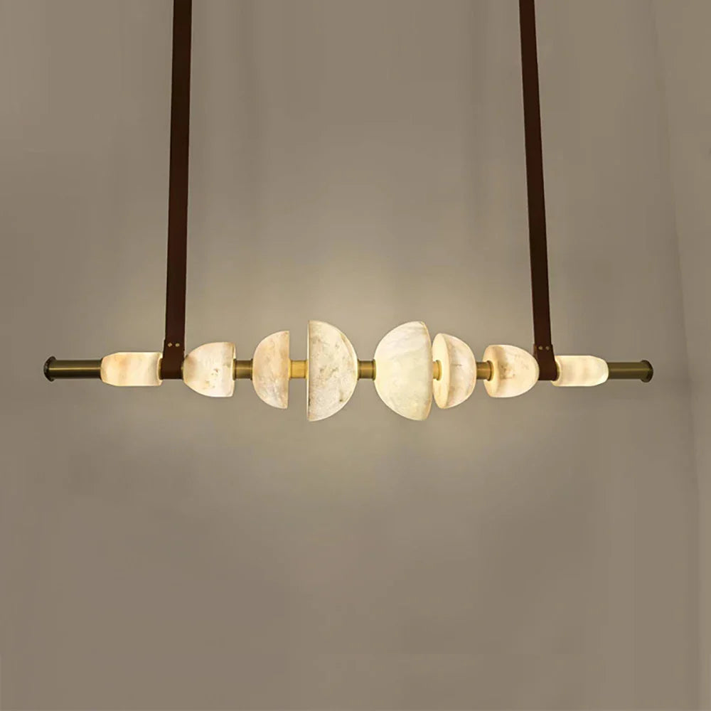 Leather Strap Alabaster Beaded Chandelier