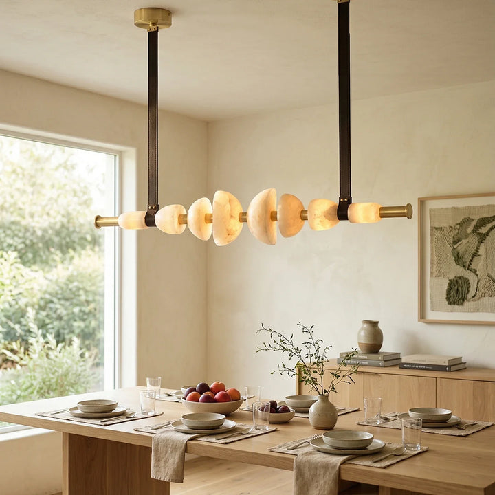 Leather Strap Alabaster Beaded Chandelier