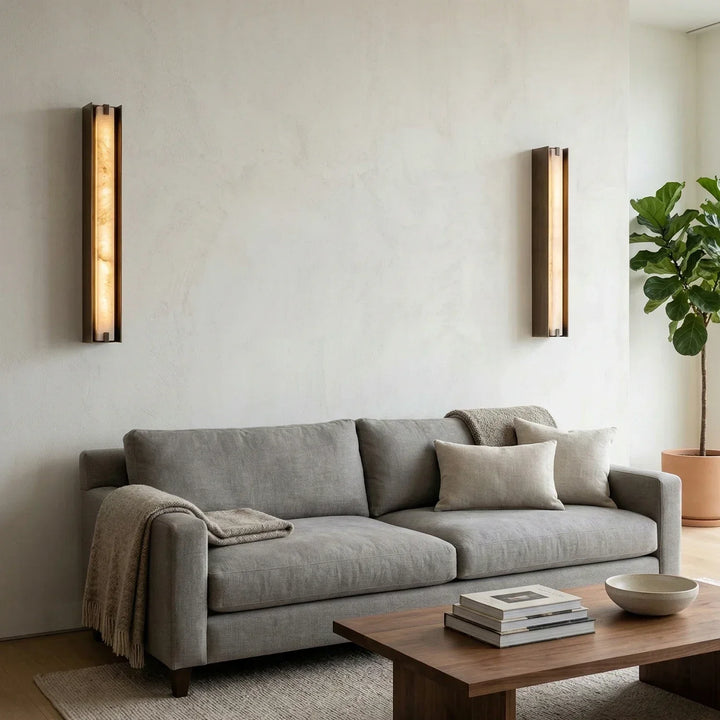 Linear Symmetry Alabaster Wall Sconce