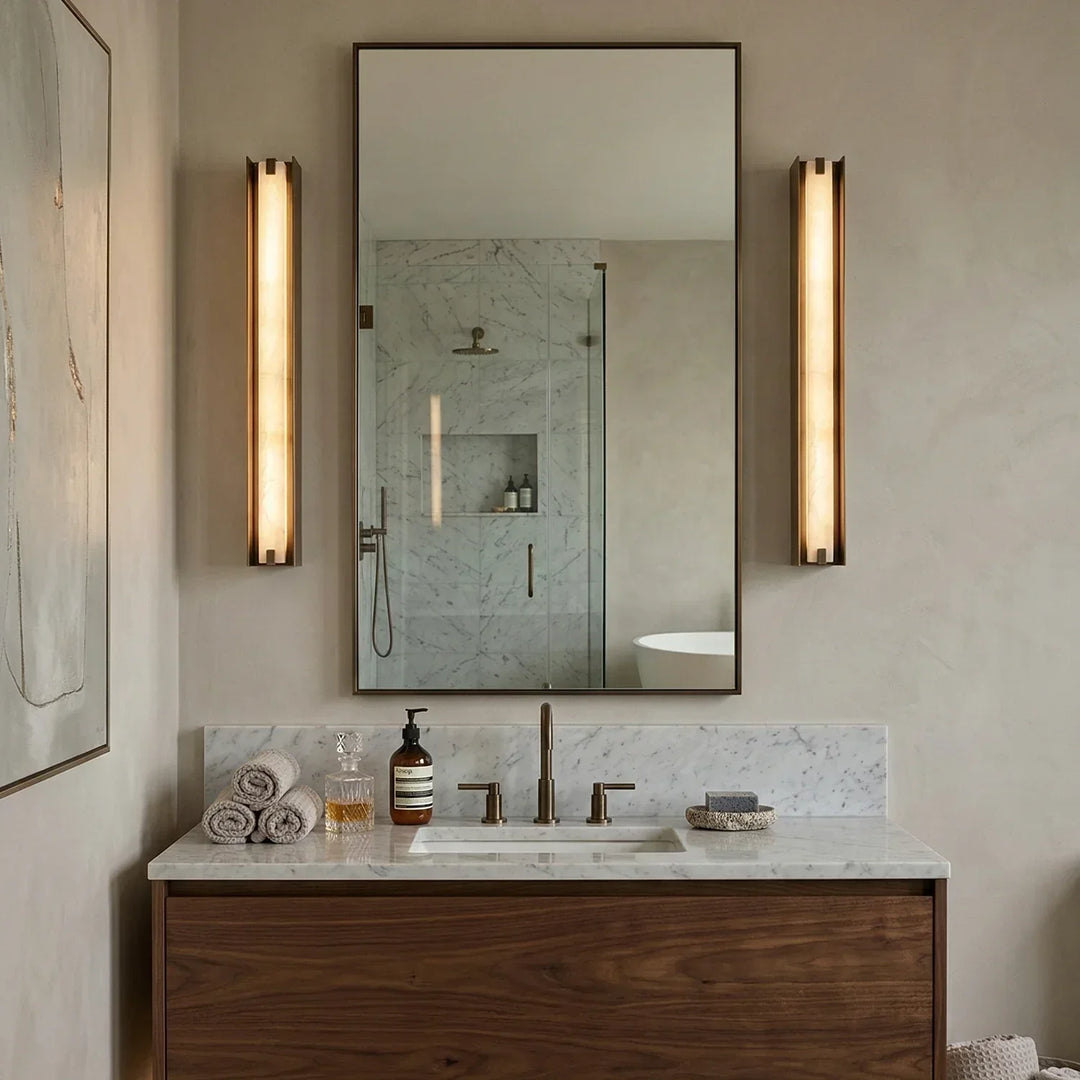 Linear Symmetry Alabaster Wall Sconce