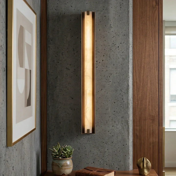 Linear Symmetry Alabaster Wall Sconce