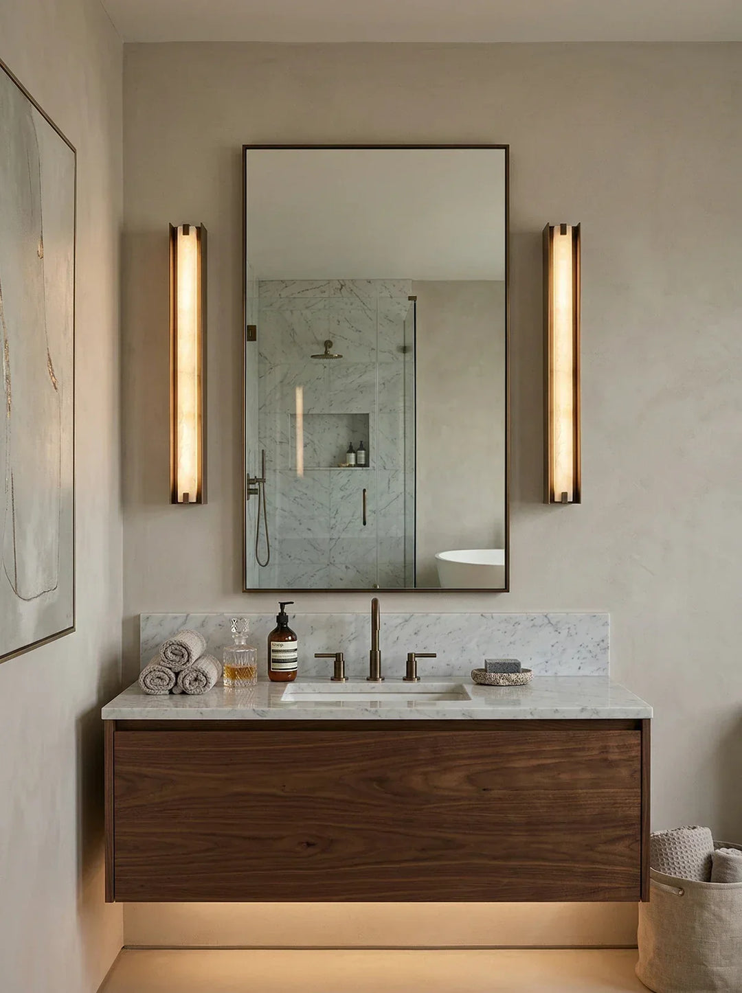 Linear Symmetry Alabaster Wall Sconce