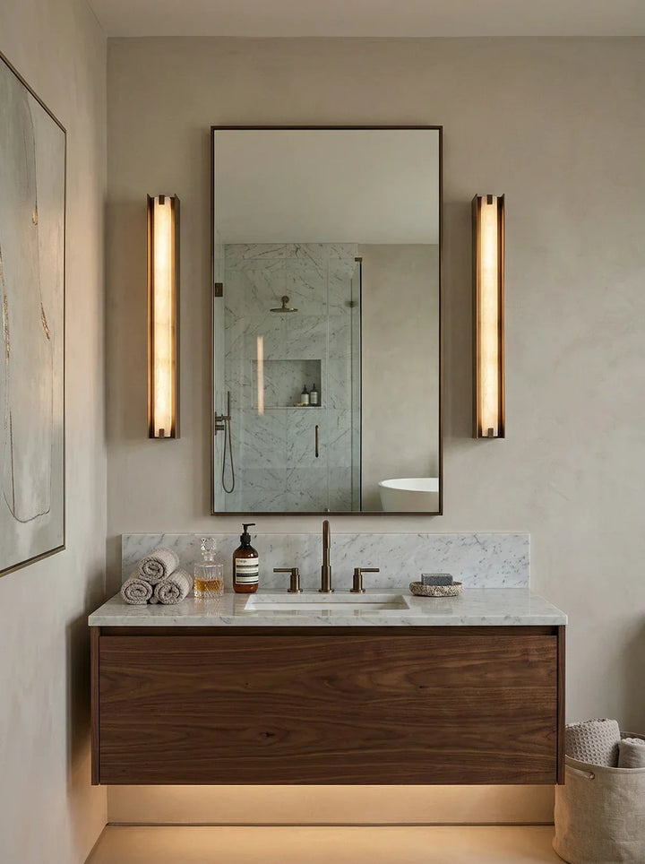 Linear Symmetry Alabaster Wall Sconce