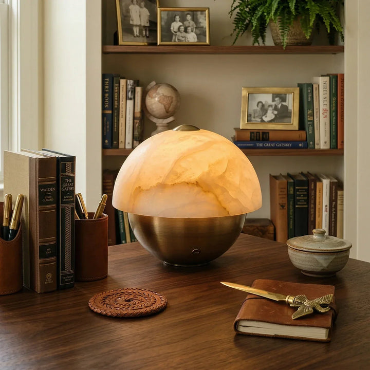 Luna Stone Hemispherical Alabaster Table Lamp