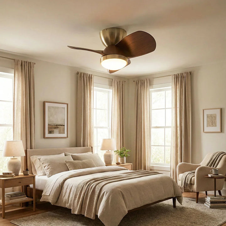 Minimalist Miroter Ceiling Fan Light
