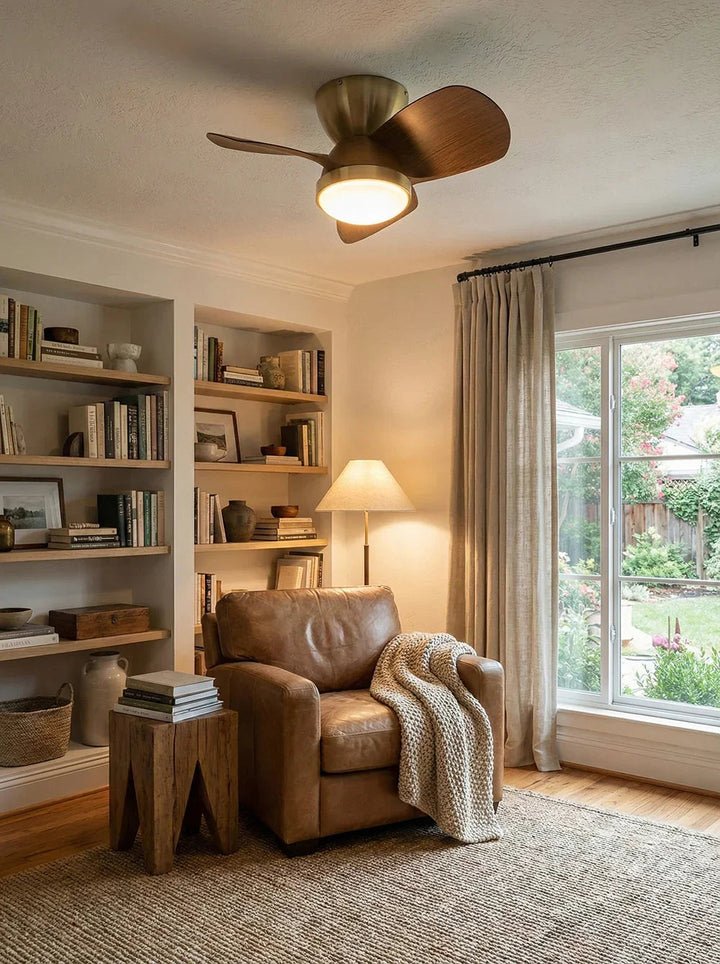 Minimalist Miroter Ceiling Fan Light